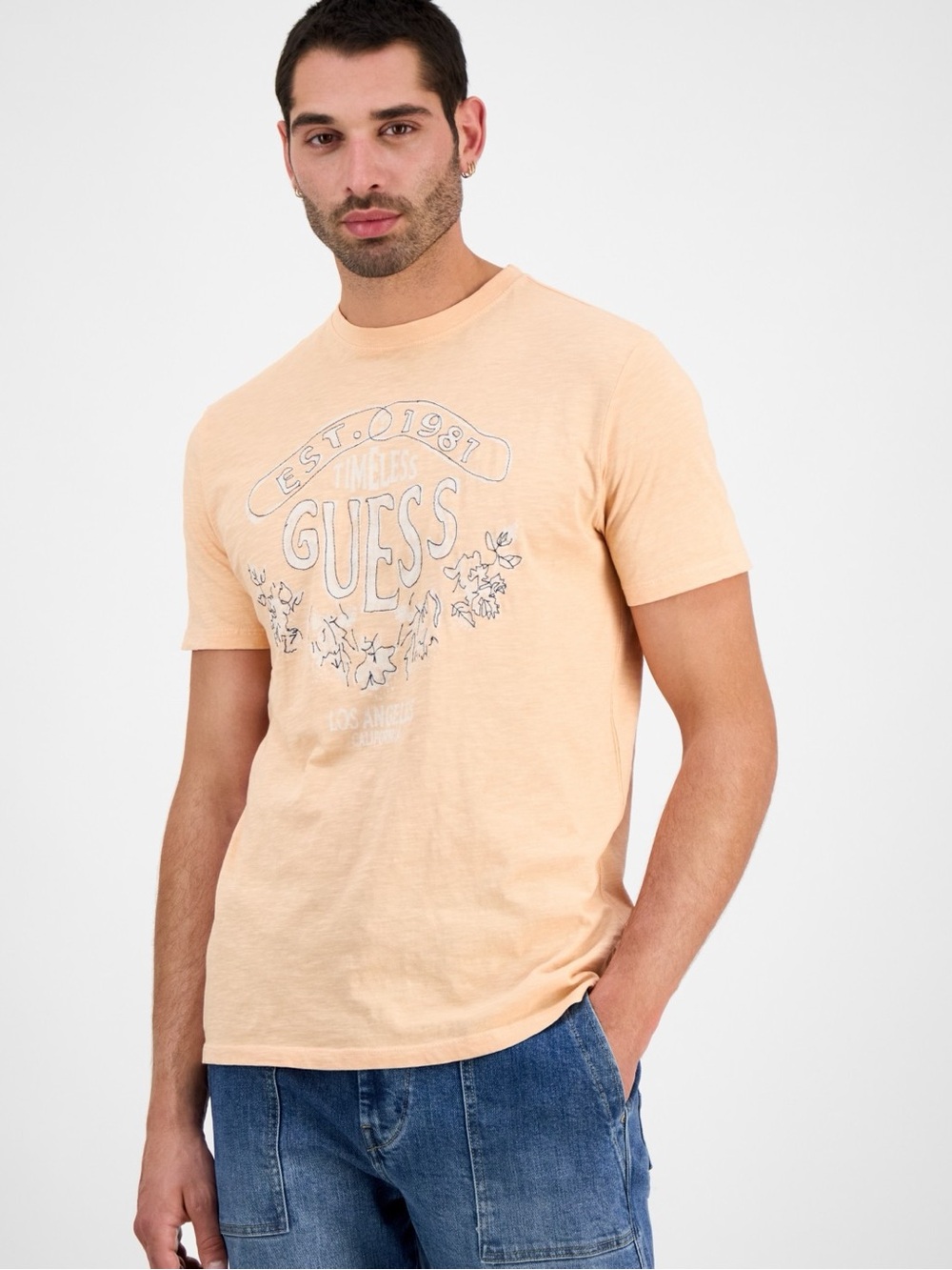 Guess Men's Timeless Short Sleeve Embroidered Logo Graphic T-Shirt NWT